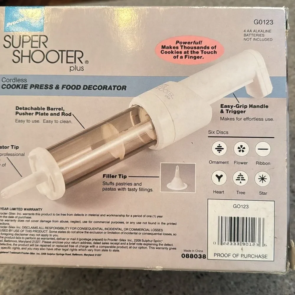 PROCTOR SILEX Vintage Super Shooter Plus Cookie Press & Accessory Kit